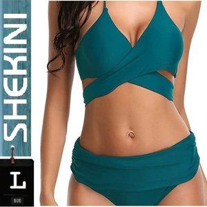 🎁 10/$25 SALE  Shekini Turquoise Wrap Bikini, size large